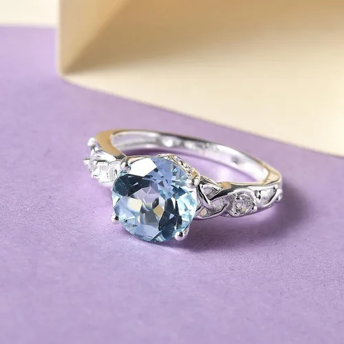 Miniatura 3 de Compra hermosos anillos de compromiso LC para mujer, piedra de topacio azul, plata de ley 925, piedra natal de amor, Metal, Topacio