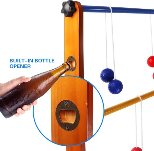Miniatura 4 de GSE Games & Sports Expert Juego de escalera de madera maciza prémium con bolas de escalera y estuche de transporte para patio trasero al aire libre