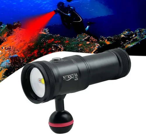 Luz de video de buceo 2000 lúmenes Luz de cámara de fotografía de buceo para gopro Dive LED linterna, 100M/330FT luz de inundación submarina con haz