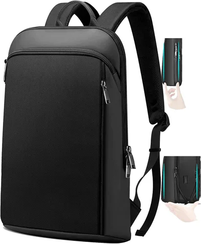 Miniatura 6 de ZINZ Mochila delgada y expandible para laptop de 15, 15.6 y 16 pulgadas, antirrobo, bolsa de viaje de negocios con USB, mochila multiusos de gran