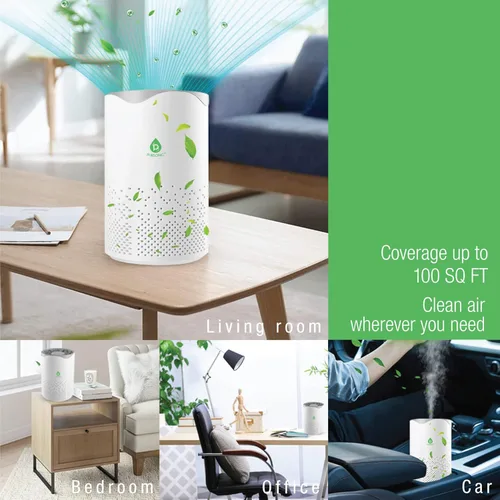 Miniatura 2 de Pursonic Purificador de aire alimentado por USB con luz nocturna para el hogar, oficina, automóvil, cobertura de 100 pies cuadrados, aire limpio