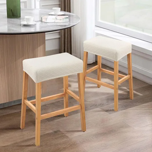 Miniatura 6 de YISUN Fundas de taburete rectangulares, paquete de 2 fundas elásticas impermeables para asiento de silla de montar, taburetes de bar, sillas de bar