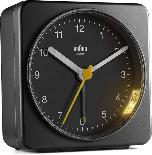 Miniatura 14 de Braun Reloj despertador analógico clásico con repetición y luz, movimiento de barrido de cuarzo silencioso, alarma de pitido Crescendo en blanco