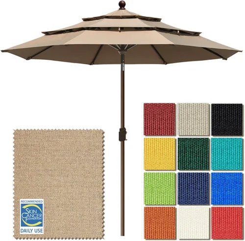 Miniatura 94 de EliteShade USA Sombrilla de Mercado de 10 Años Sin Decoloración de 9 Pies 3 Niveles Sombrilla de Patio Sombrilla de Mesa para Exteriores con Beige