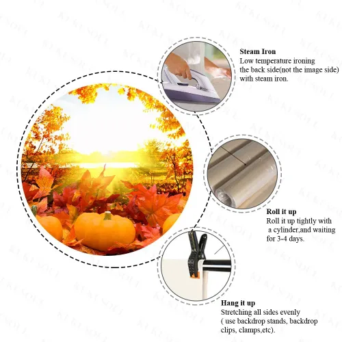 Miniatura 6 de 7x5ft Pumpkin Background Autumn Maple Forest Photography Backdrop for Harvest Party Banner Decor Portrait Photobooth Studio Props KUBYC564
