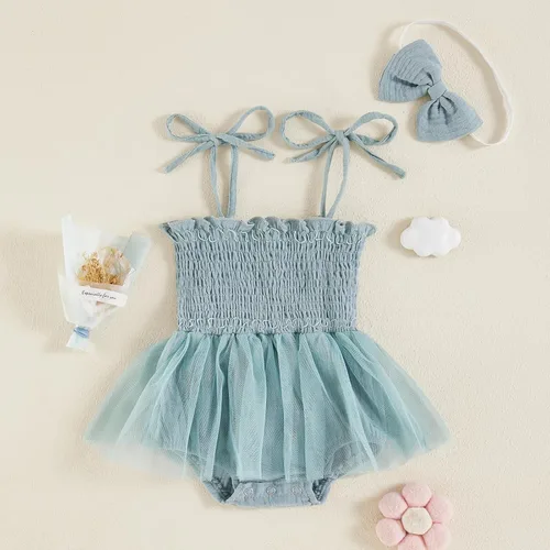 Miniatura 2 de Meihuida Mameluco sin mangas para bebé recién nacido, ropa de verano, mono de algodón con diadema