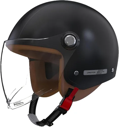Retro Vespa Helmet with Visor Adult 3/4 Open Face Motorcycle Half Helmet DOT Approved Vintage Scooter Helmets Light Quick Buckle ATV Helmet for