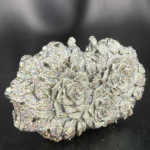 Miniatura 5 de Boutique De FGG Bolsas de noche de cristal de flores deslumbrantes para mujer formal boda fiesta cóctel bolso de mano