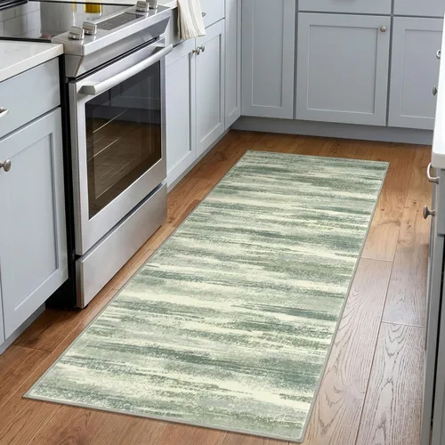 Miniatura 43 de Alfombra de pasillo moderna Lansny 2 x 6 pulgadas, alfombra de cocina lavable verde mostaza multicolor, alfombra antideslizante suave para pasillo