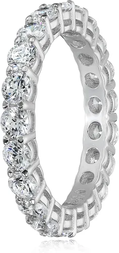 Miniatura 3 de Amazon Essentials Anillo de plata de ley chapada en platino o oro con circonita cúbica redonda de elementos infinitos