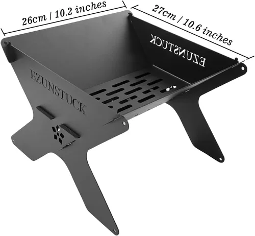Miniatura 2 de Parrilla de fogata de campamento, parrilla de carbón plegable portátil (con bolsa de tela Oxford) adecuada para camping, picnics, fiestas de fogata