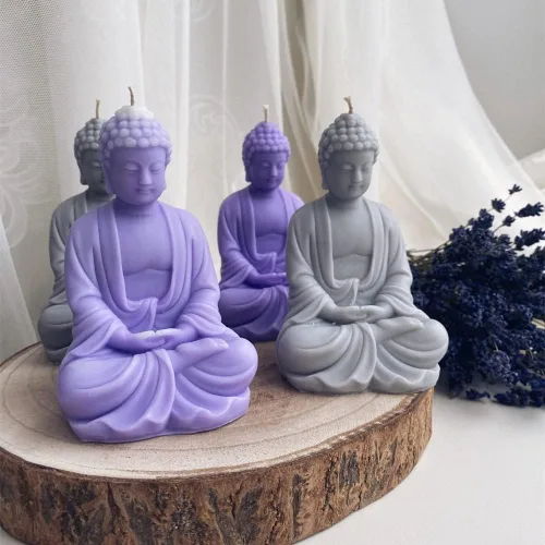 Miniatura 3 de Molde de silicona para velas de Buda de gran tamaño, para hacer velas artesanales, moldes de resina decorada, estatua de cemento de yeso, moldes