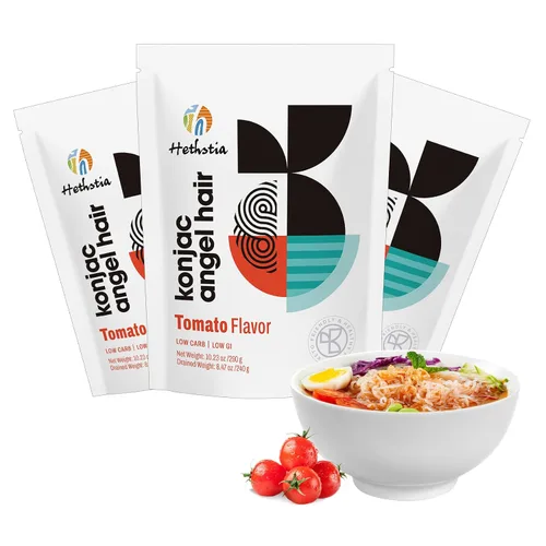 Miniatura 15 de Hethstia Konjac Noodles Angel Hair - Paquete de 6 fideos Shirataki, bajo en calorías, bajo en carbohidratos, sin azúcar, sin gluten, apto para dieta