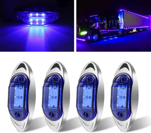Miniatura 10 de Biqing 4 luces LED blancas de 1.8 pulgadas, 6 luces LED de marcador de remolque, luces indicadoras LED de montaje delantero y trasero, bisel Blanco