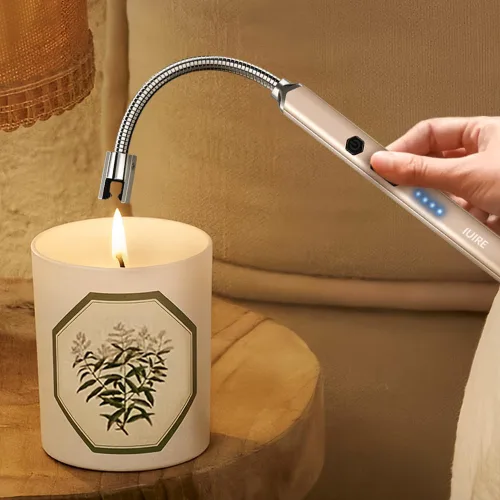 Miniatura 6 de Encendedor de velas eléctrico USB C recargable de plasma con cuello flexible de 360° a prueba de viento para velas profundas, estufa de gas, Verde
