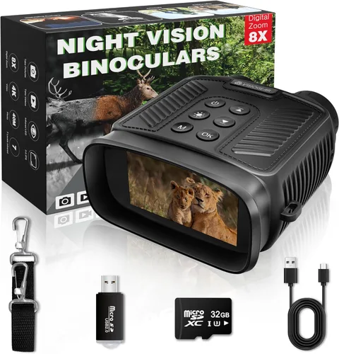 Gafas de visión nocturna - Nova 4K - Prismáticos de visión nocturna para adultos, binoculares de pantalla HD de 3 pulgadas con 7 niveles de tarjeta