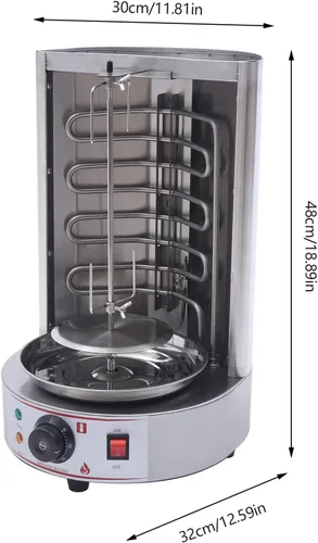 Miniatura 6 de Máquina eléctrica Shawarma Grill de 110 V, 3000 W, parrilla vertical de Kebab de 122.0-572.0 °F, horno asador vertical para encimera, máquina