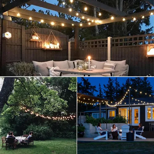 Miniatura 6 de Cadena de luces LED para exteriores de 40 pies, impermeables, G40, luces LED de globo para exteriores para patio con 27 bombillas Edison vintage a