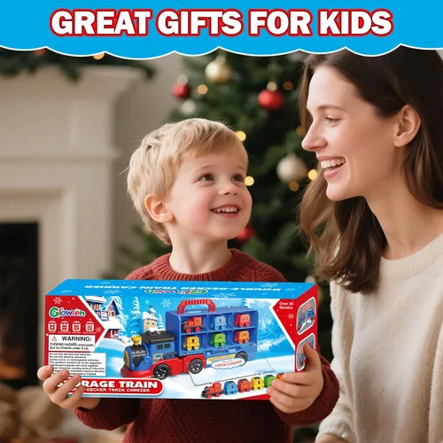 Miniatura 7 de Juego de camiones de tren para niños y niñas de 3, 4, 5, 6 años, camión de transporte con luz y música, gran regalo de cumpleaños de Navidad