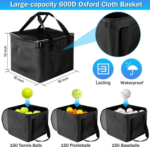 Miniatura 2 de Angooni Carrito de tenis profesional con ruedas silenciosas de poliuretano – 2 opciones de capacidad (150/240 bolas) – Almacenamiento resistente