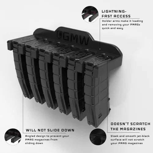 Miniatura 2 de GMW PMAG - Soporte para cargador magnético AR, soporte de pared AR para montaje en pared, seguro para armas, almacenamiento AR Mag y accesorios