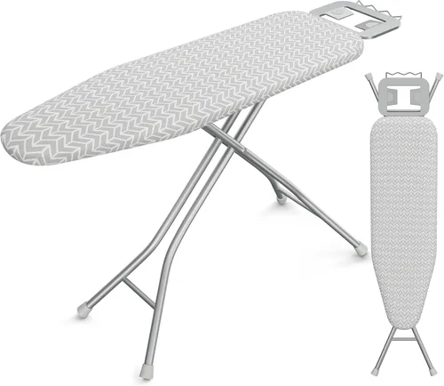 Miniatura 10 de Yaheetech Tabla de planchar plegable, tabla de planchar resistente con 9 alturas ajustables, cubierta de 4 capas y reposaplancha de seguridad, tabla