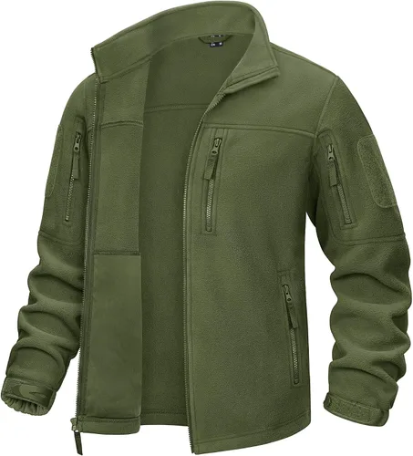 KEFITEVD Chaqueta táctica militar para hombre, para invierno, con cremallera completa, cálida, forro polar, casual, cuello alto, resistente al viento