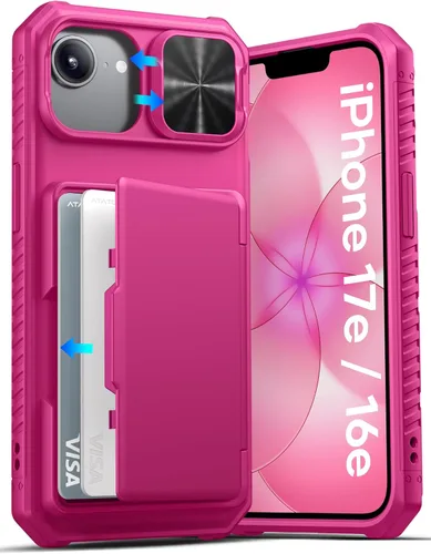Miniatura 78 de ATATOO Funda para iPhone 17, tarjetero integrado (almacena 3-5 tarjetas) y funda para cámara deslizante y bloqueo RFID, protección de grado militar