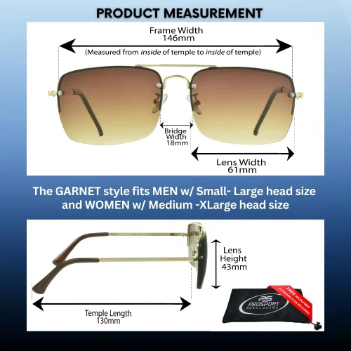 Miniatura 5 de proSPORT Gafas de sol Lectores Lente Completo Cuadrado Aviador Sin Montura Metal Plata Oro Gradiente Gris Marrón Tinte Hombres Mujeres NO BIFOCAL