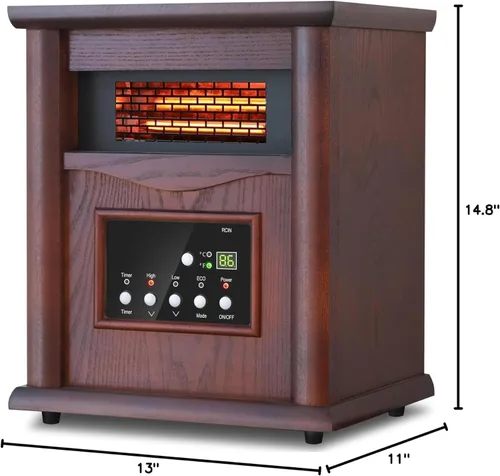 Miniatura 8 de Nordic Hygge Calentador de espacio portátil, calentador infrarrojo eléctrico de 1500 W para uso en interiores, sala de estar, dormitorio, oficina
