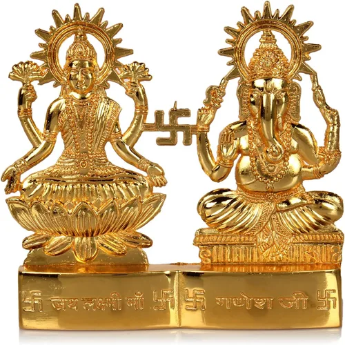 Hashcart Estatua de Lakshmi Ganesha - Laxmi Ganesh Idol Murti [4 pulgadas, pequeña] - Mandir Home, regalo de Diwali