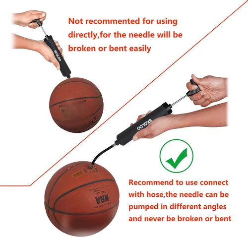 Miniatura 3 de SKOLOO Kit de inflador de bomba de aire portátil de 10 pulgadas con aguja, boquilla, manguera de extensión para fútbol, baloncesto, fútbol
