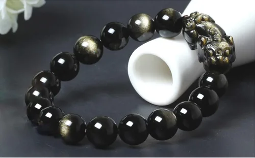 Miniatura 2 de Jan Dee Pulsera de cristal PiXiu de obsidiana natural y semipreciosa
