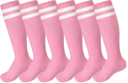 Unittype 6 pares de calcetines de fútbol para niños pequeños, calcetines de fútbol a rayas juveniles, regalo de Navidad para niños y niñas de 4 a 14