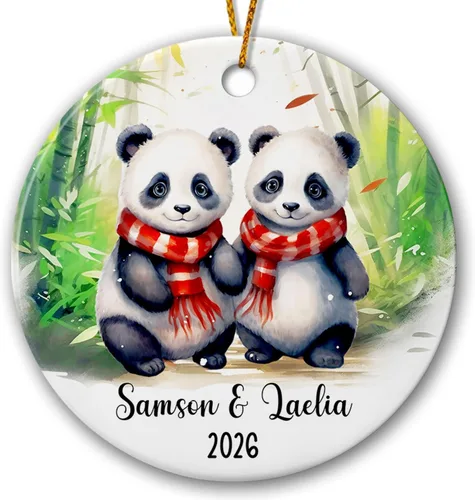 Miniatura 7 de Adorno de cerámica personalizado para pareja de leones 2026, regalos para parejas recién nacidas, novio, novia, adorno para parejas de leones, árbol