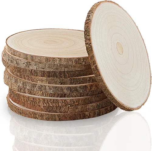 Juego de (10) rebanadas de madera de 9 a 10 pulgadas, centros de mesa de madera para mesas, rebanadas de madera para centros de mesa, rondas de