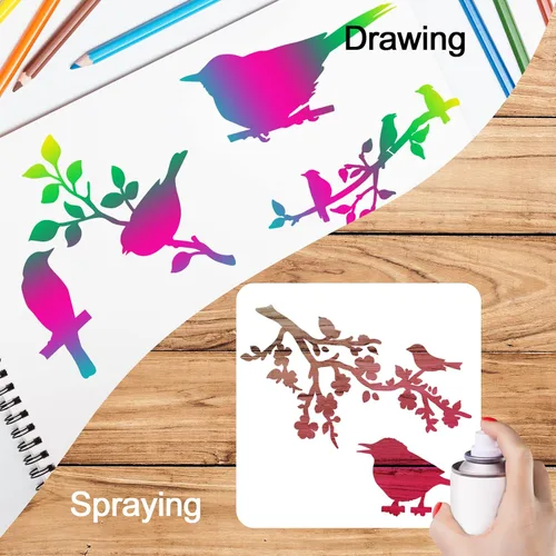 Miniatura 3 de Juego de 20 plantillas reutilizables para estarcir, plantillas de primavera e invierno, de Navidad, para pintar sobre pared de madera, decoración