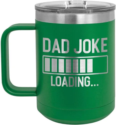Miniatura 10 de DAD JOKE LOADING Taza de café roja de 15 oz con tapa deslizante Taza de café de viaje aislada Ideas de regalos del día del padre de hijo o hija