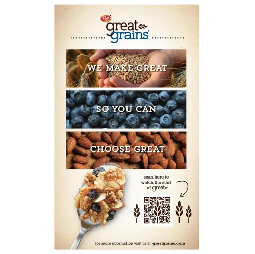 Miniatura 4 de Post Great Grains Blueberry Morning Breakfast Cereal, proyecto sin OMG verificado, saludable para el corazón, bajo en grasa, cereales integrales