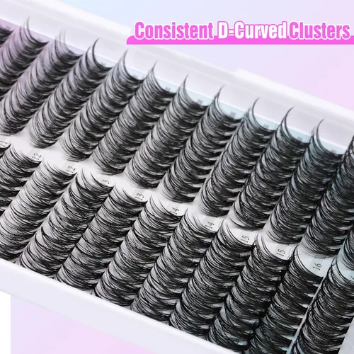 Miniatura 6 de Kit de racimos de pestañas Pawotence, kit de extensión de pestañas ojo de gato, kit de extensiones de pestañas en racimo 9-16mm, 40D, pestañas
