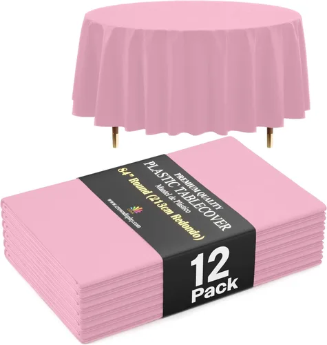 Miniatura 73 de Exquisite 66% Thicker Premium Aqua Round Tablecloth 0.5 Mil 6 Pack Plastic Table Cloth Disposable 84 Inch Round Plastic Tablecloth Won't Tear Easily