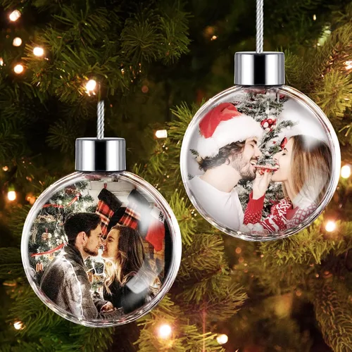 Miniatura 8 de Bemaystar Bolas de fotos personalizadas, adornos de Navidad personalizados, adornos de imagen de doble cara para árboles, decoración de Navidad