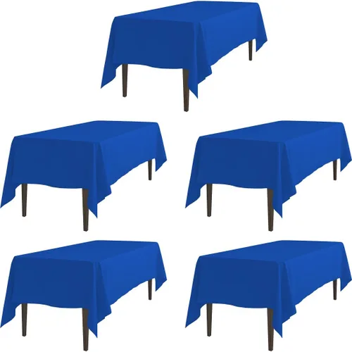 Miniatura 17 de LTC LINENS - Paquete de 2 manteles rectangulares de poliéster, de 60 x 102 pulgadas y 6 pies, color azul bebé, con caída parcial, resistentes a