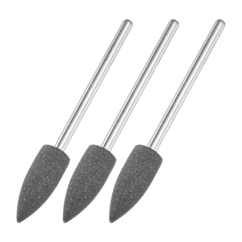 Miniatura 9 de uxcell Piedra montada abrasiva de 80 granos 0.093 in vástago de 1/4 "(6 mm) de diámetro cabezas puntiagudas ruedas de pulido y pulido de piedra