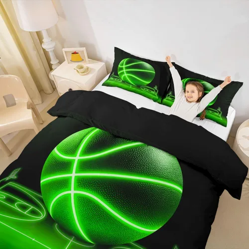 Miniatura 42 de Erosebridal Sports Duvet Cover Football Patchwork Bedding Sets, Geometric Ball Pattern Bed Cover Rugby Game Bed Set Twin