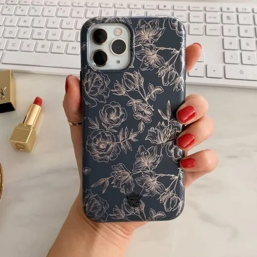Miniatura 7 de VELVET CAVIAR Funda para iPhone 15 Pro Max con diseño de flores florales, compatible con MagSafe, probada en caídas de 10 pies, color gris mate, oro
