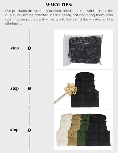 Miniatura 9 de Tanming Chaleco acolchado negro para mujer, con cremallera, ligero, sin mangas, para invierno, con capucha