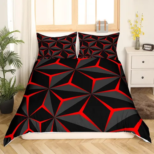Miniatura 9 de Funda de edredón de panal para niños, hombres y niñas, juego de ropa de cama moderno con temática geométrica hexagonal, diseño de cuadrícula