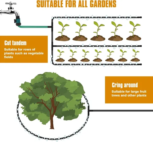 Miniatura 4 de Manguera de remojo de 10 pies para camas de jardín, interfaz de latón macizo para riego, ahorra un 70% de agua, goma resistente de 1/2 pulgada