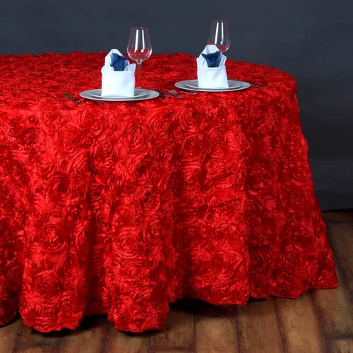 Miniatura 8 de BalsaCircle Mantel redondo con rosetas elevadas de satén champán de 132 pulgadas, para bodas, fiestas, comedor